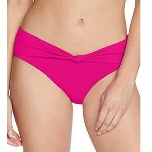 NWOT Robin Piccone M Hot Pink Knot Front Bikini Swim Bottoms 130633